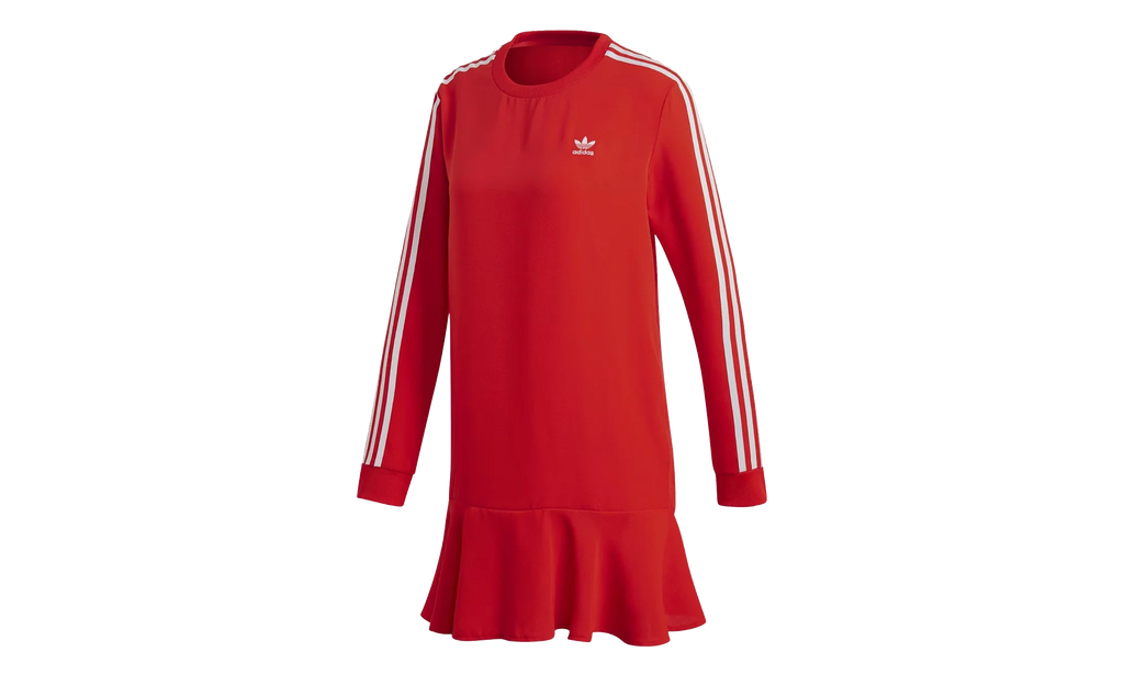 3 Stripe Long Sleeve Dress WMNS "Red" DW3880