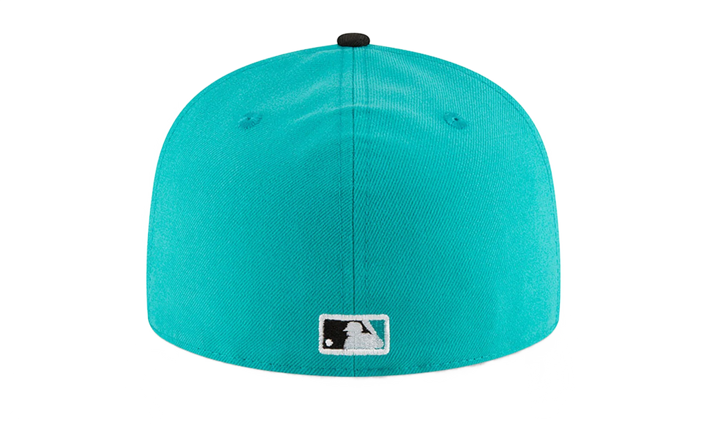 59FIFTY Florida Marlins Basics 1997 World Series Patch Fitted Hat "Nitro Teal / Black" 123451289605