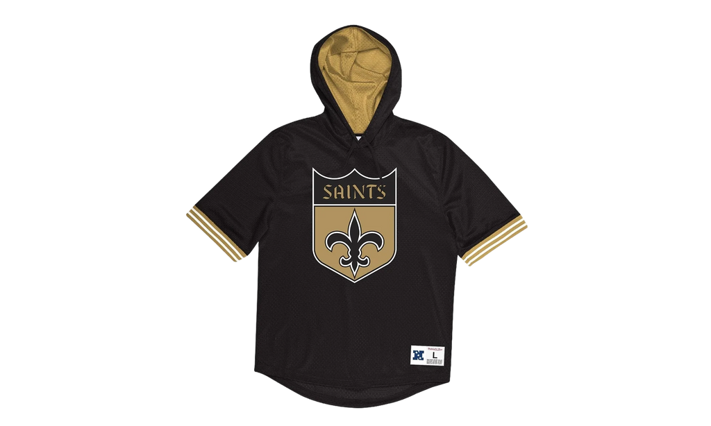 NFL Unbeaten Short Sleeve Mesh Hoodie "New Orleans Saints - Black" MSHSAJ19029 NOSBLCK