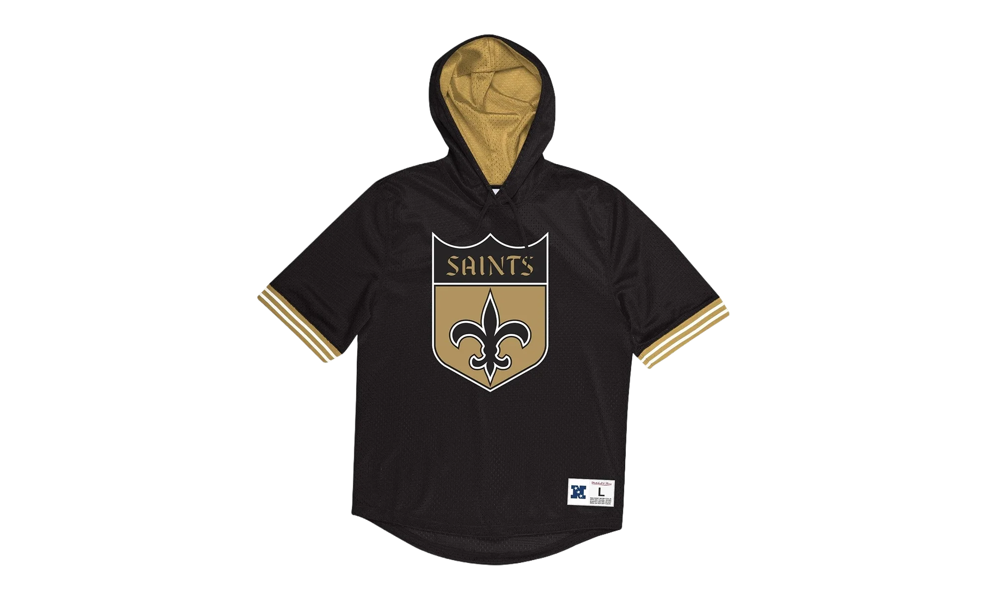 NFL Unbeaten Short Sleeve Mesh Hoodie "New Orleans Saints - Black" MSHSAJ19029 NOSBLCK