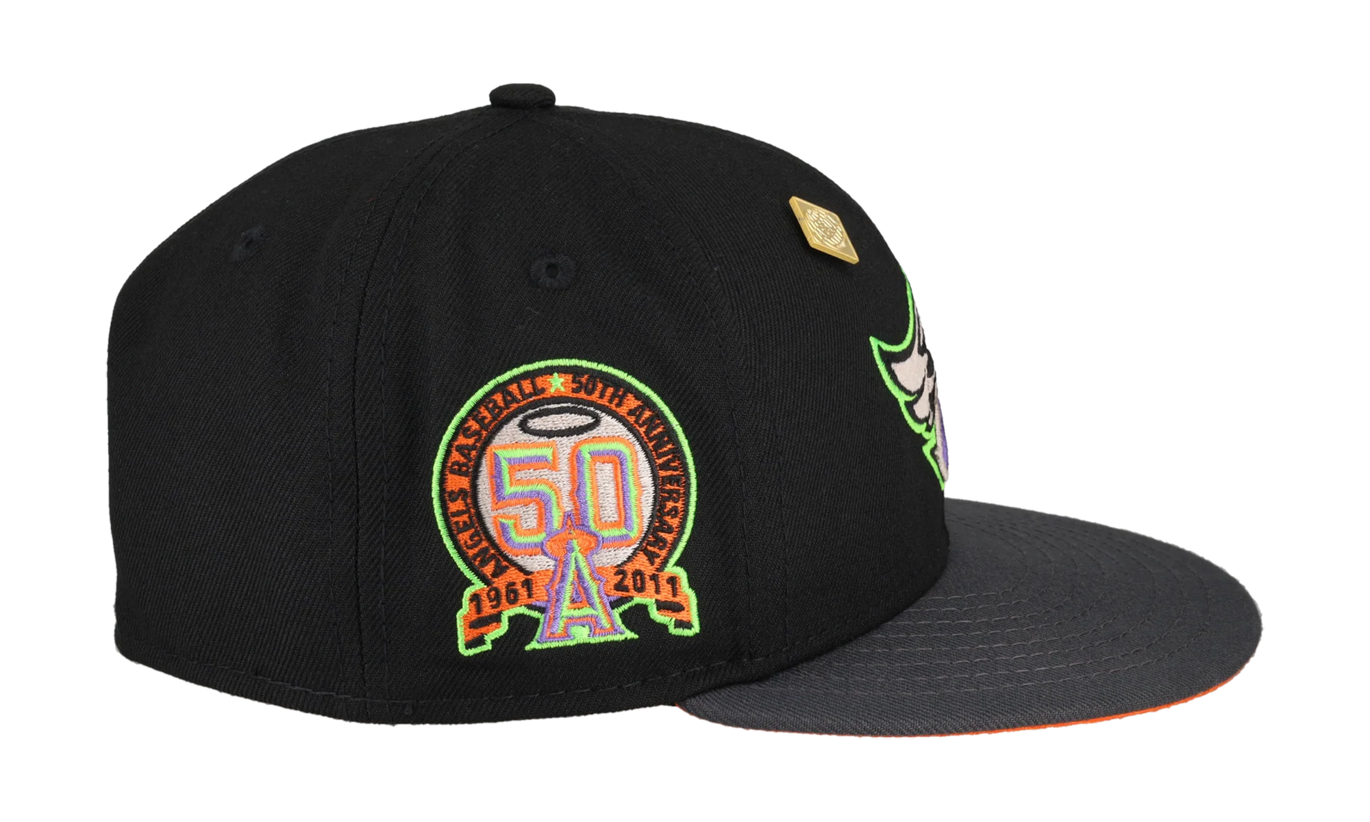 59FIFTY California Angels 50th Anniversary Patch Fitted Hat "Black / Orange" 123451292336
