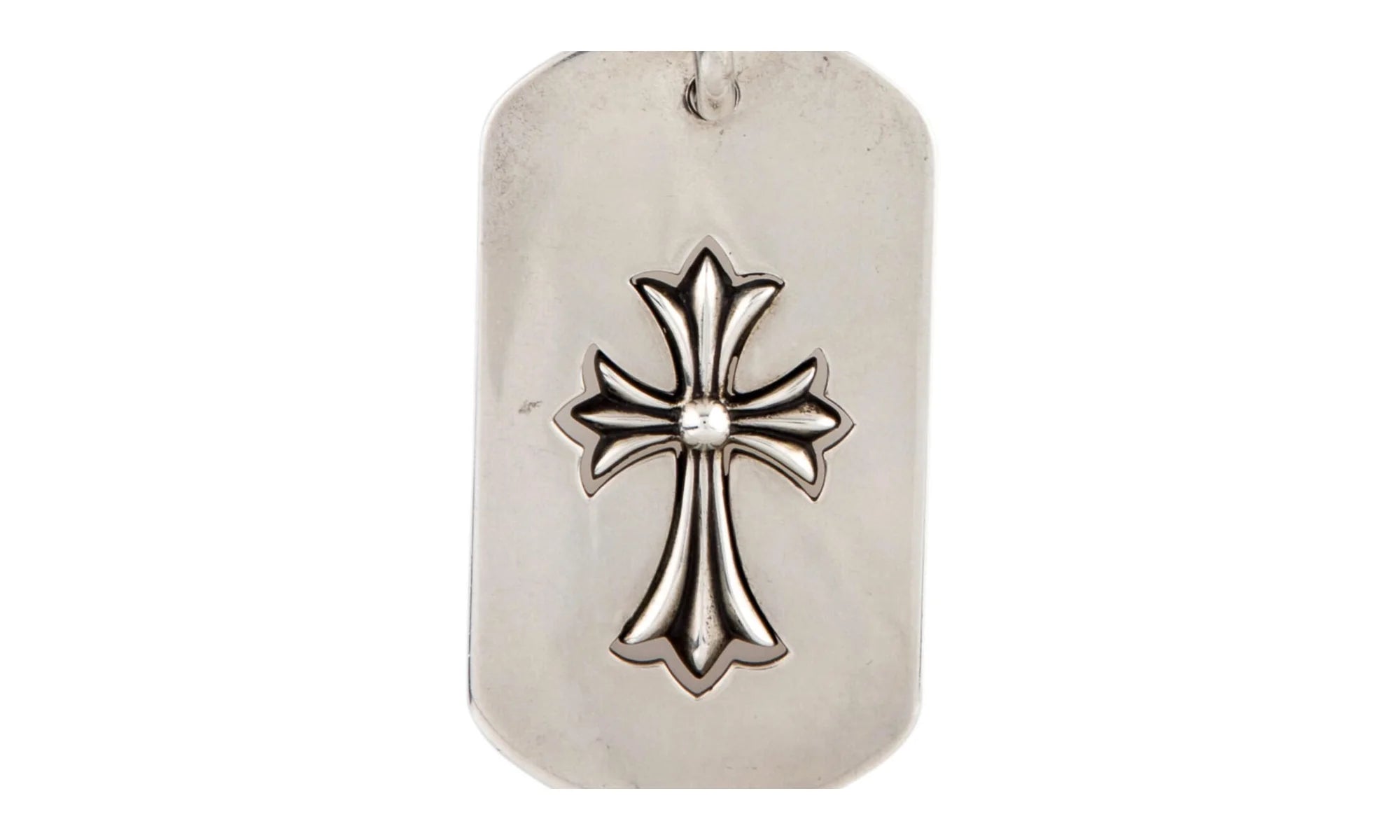 Cutout Covered Cross Dog Tag Pendant Necklace "Silver" CHRM0694