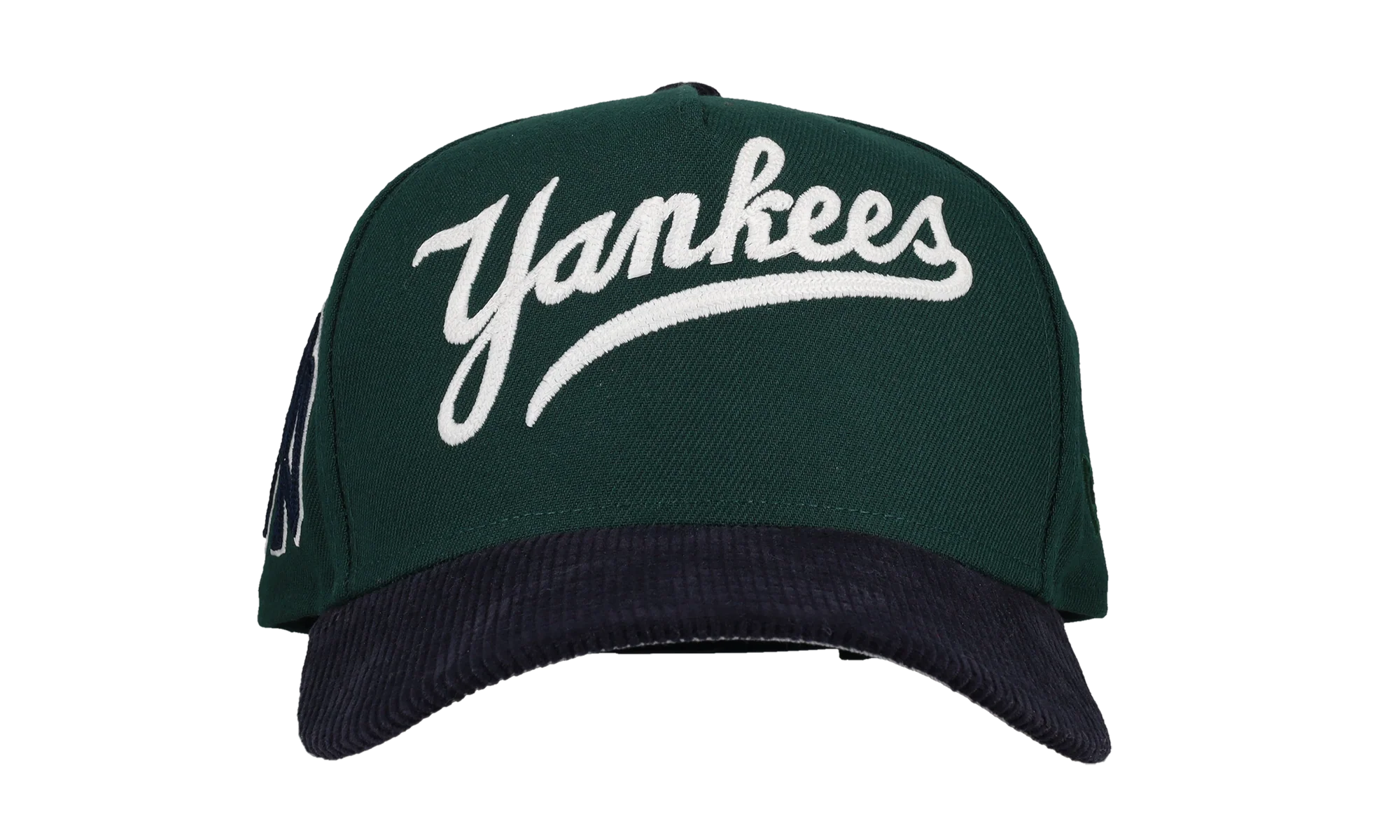 9FIFTY New York Yankees A Frame Snapback Hat "Chainstitch - Corduroy Green / Navy" 44531118407868
