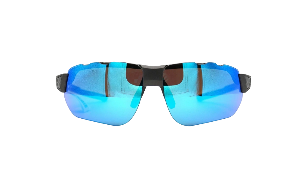 Conquer Sunglasses "Gray Blue Mirror - Satin Carbon / Black Rubber" 8600132 060161