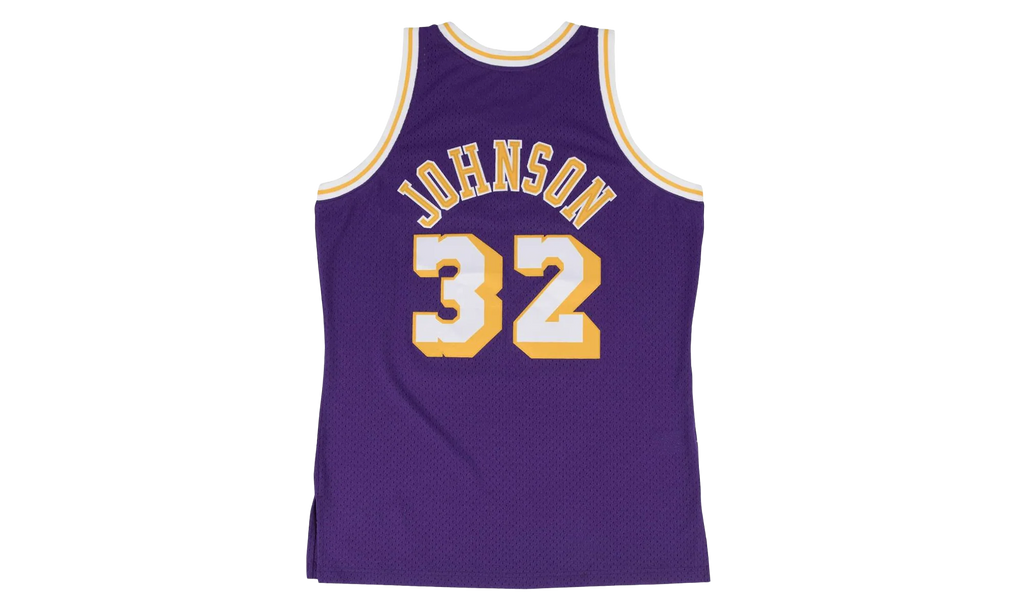 NBA Magic Johnson Swingman Road Jersey "1984 Los Angeles Lakers - Purple" SMJYGS18176 LALPURP84EJH