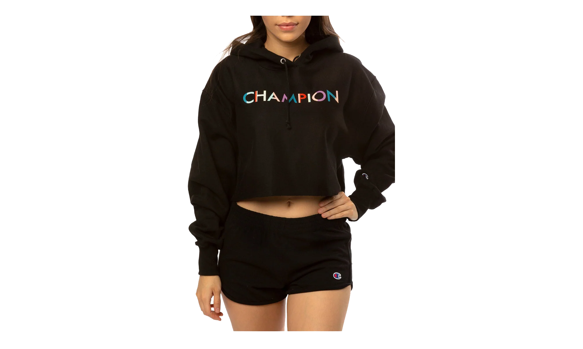 C-Life Reverse Weave Cropped Hoodie WMNS "Black" WL659 586389 003