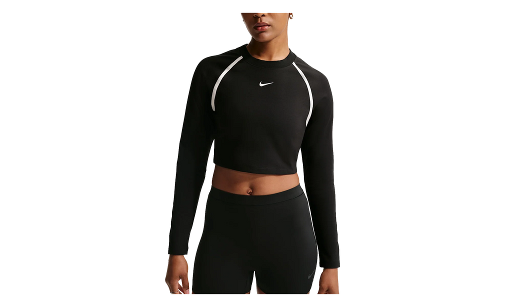 Sportswear Tight Long-Sleeve Cropped Top WMNS "Black / Black / Chalk / Chalk" IF0338 010