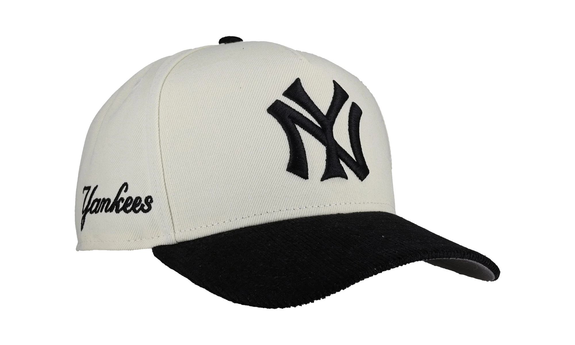 9FIFTY New York Yankees A Frame Snapback Hat "Off White / Black - Corduroy Visor" NE277