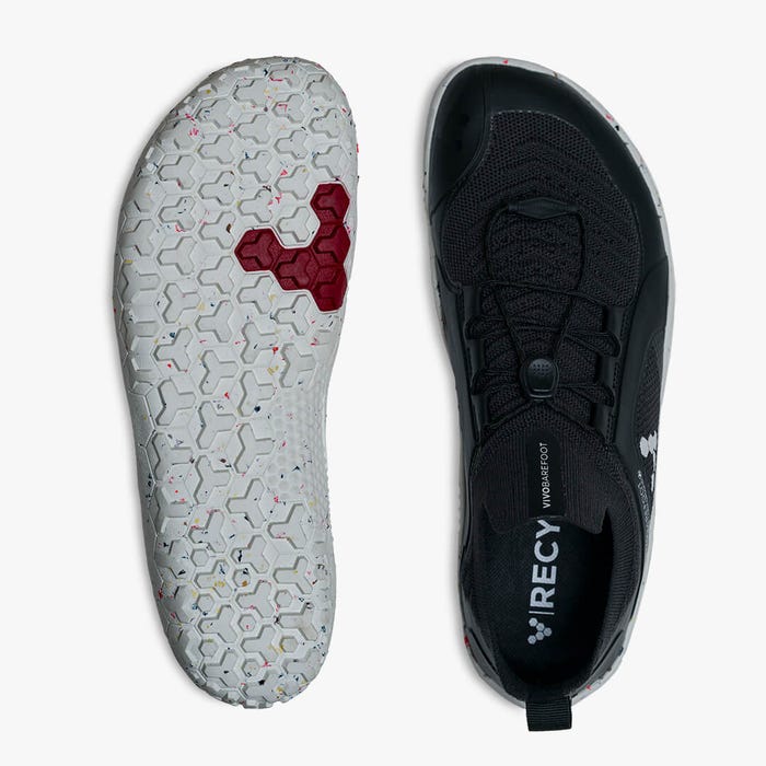 Vivobarefoot Men's Primus Trail Knit FG in Obsidian White