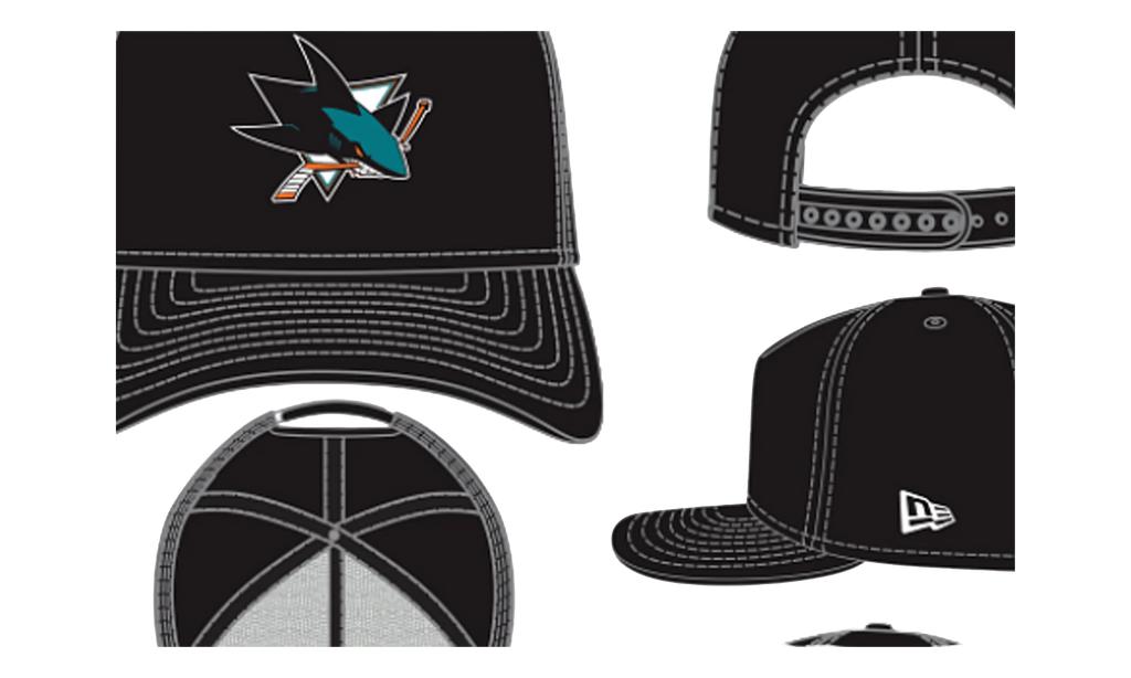 9FIFTY San Jose Sharks NHL A Frame Snapback Hat "Black" NE369
