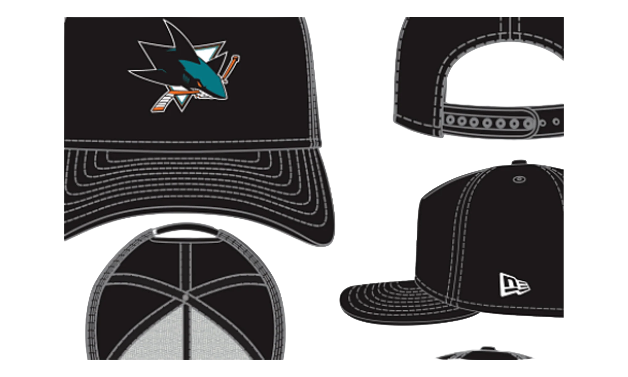 9FIFTY San Jose Sharks NHL A Frame Snapback Hat "Black" NE369