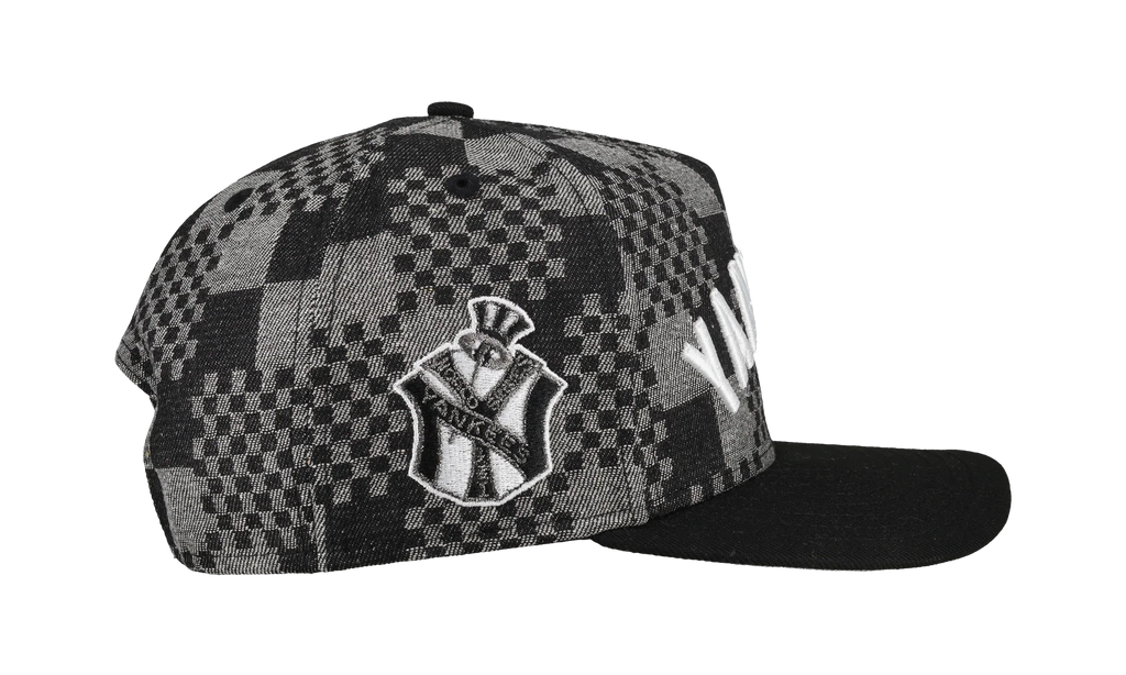 9FIFTY New York Yankees 1951 Checkered A Frame Snapback Hat "Black / Grey (Back Denim)" NE479