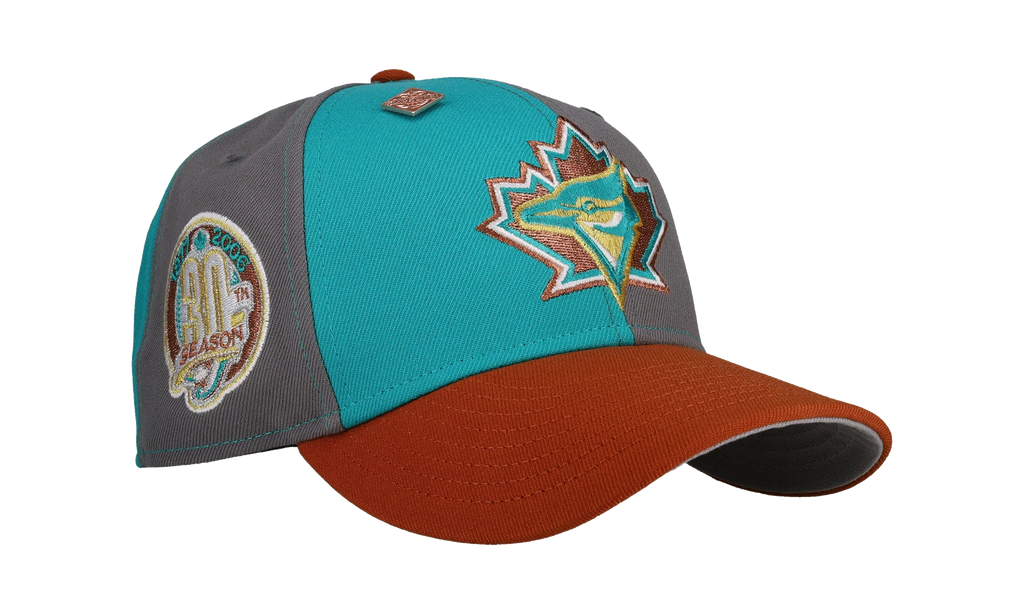 59FIFTY Toronto Blue Jays 30th Anniversary Pinwheel Fitted Hat "Steel Orange / Grey" NE435