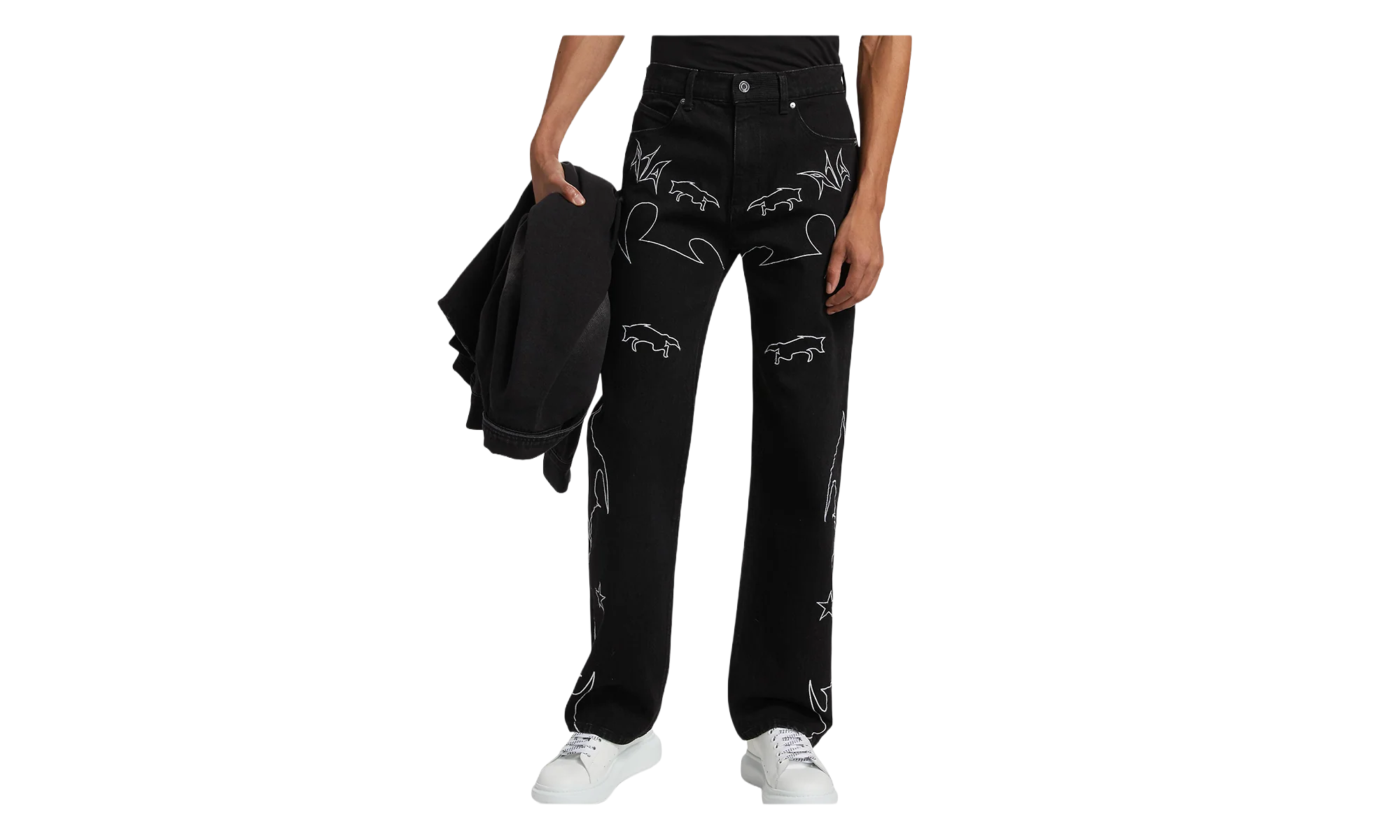 Jonas Western Wide-Leg Jeans "Black / White" MF24D842 B1327BKWTW