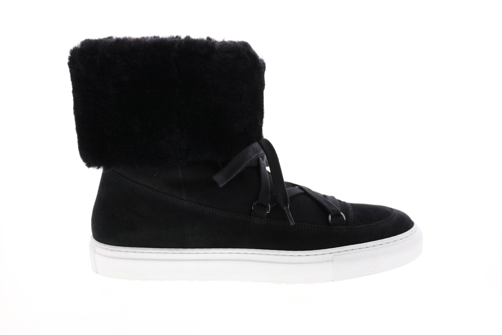 Aquatalia Valarie Suede Shearling Womens Black Suede Zip Laced Boots