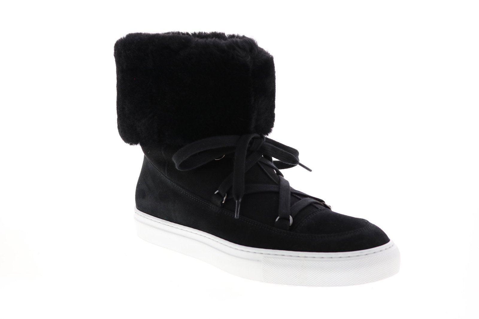 Aquatalia Valarie Suede Shearling Womens Black Suede Zip Laced Boots