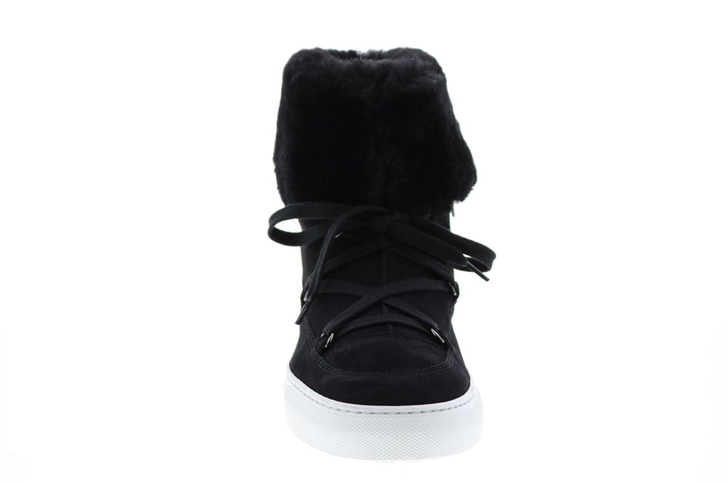Aquatalia Valarie Suede Shearling Womens Black Suede Zip Laced Boots