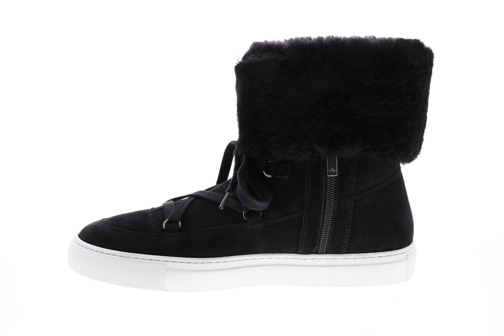 Aquatalia Valarie Suede Shearling Womens Black Suede Zip Laced Boots