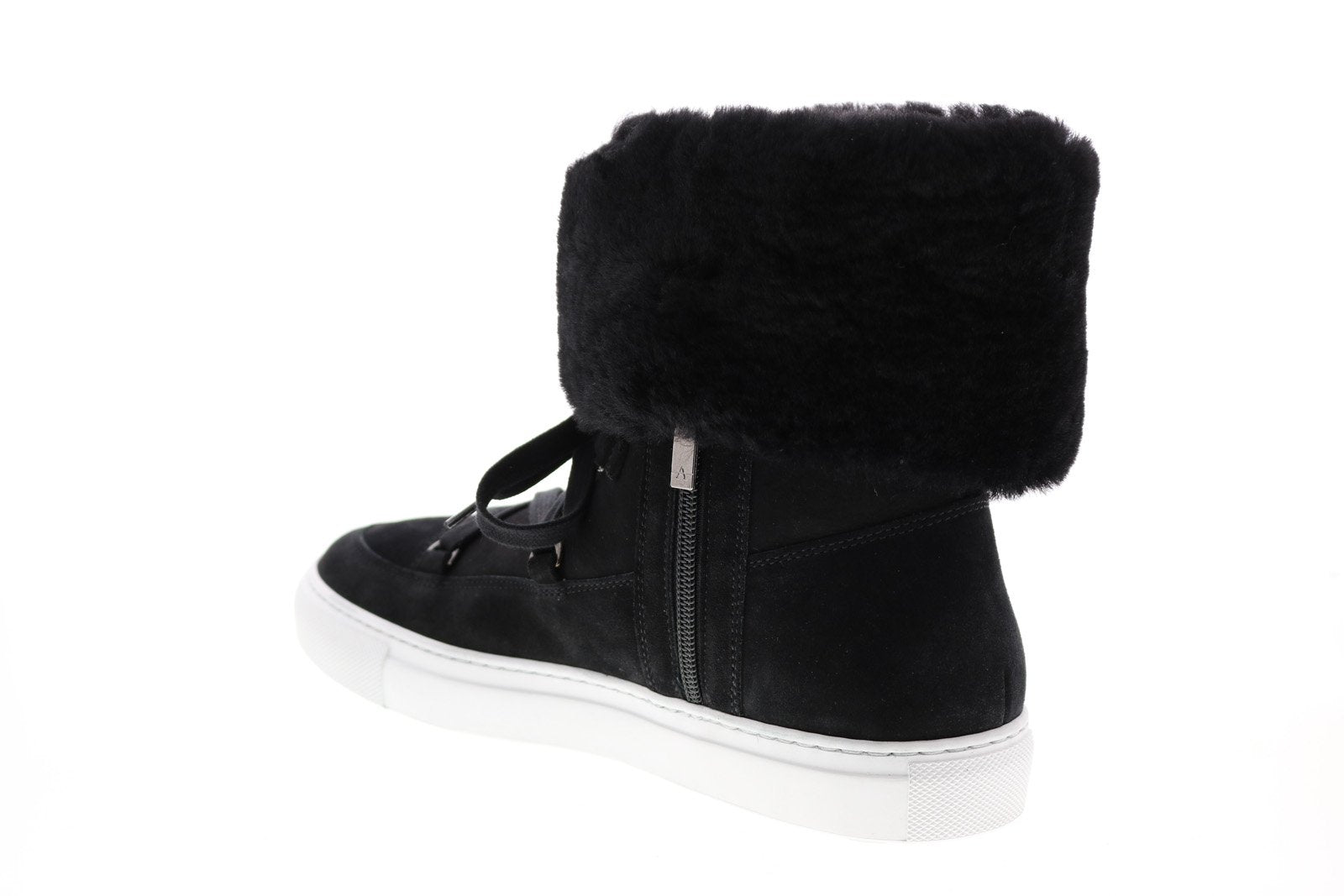 Aquatalia Valarie Suede Shearling Womens Black Suede Zip Laced Boots