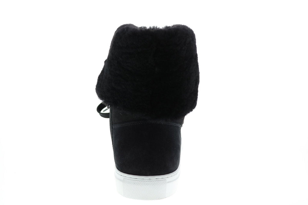 Aquatalia Valarie Suede Shearling Womens Black Suede Zip Laced Boots