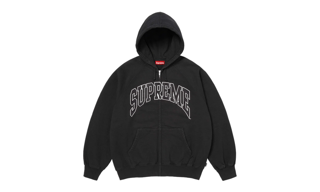 Cracked Raglan Zip Up Hooded Sweatshirt "SS26 - Black" SU27504