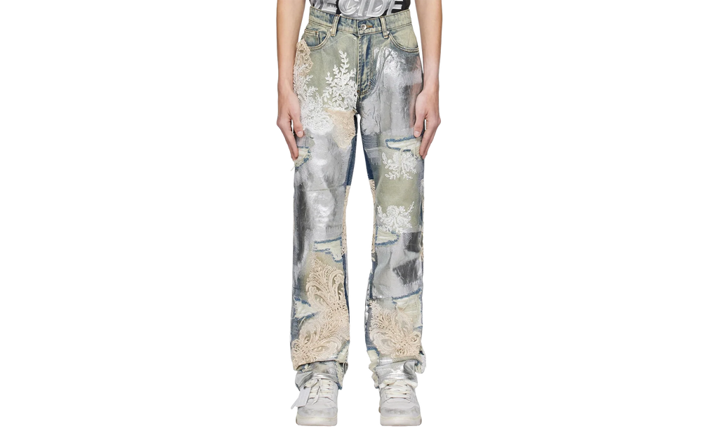 Metal Lace Jeans "Sky" 232389M186003