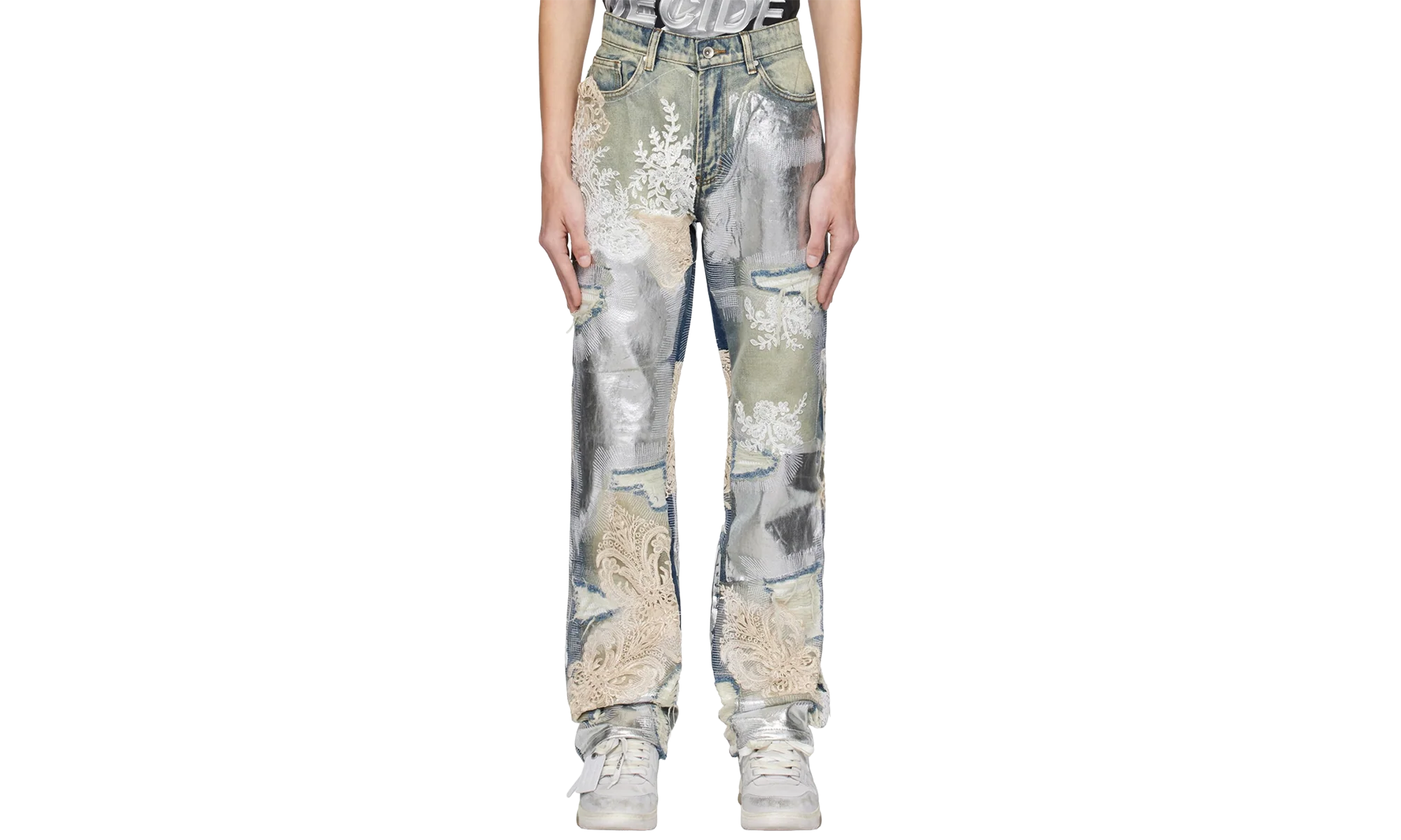Metal Lace Jeans "Sky" 232389M186003