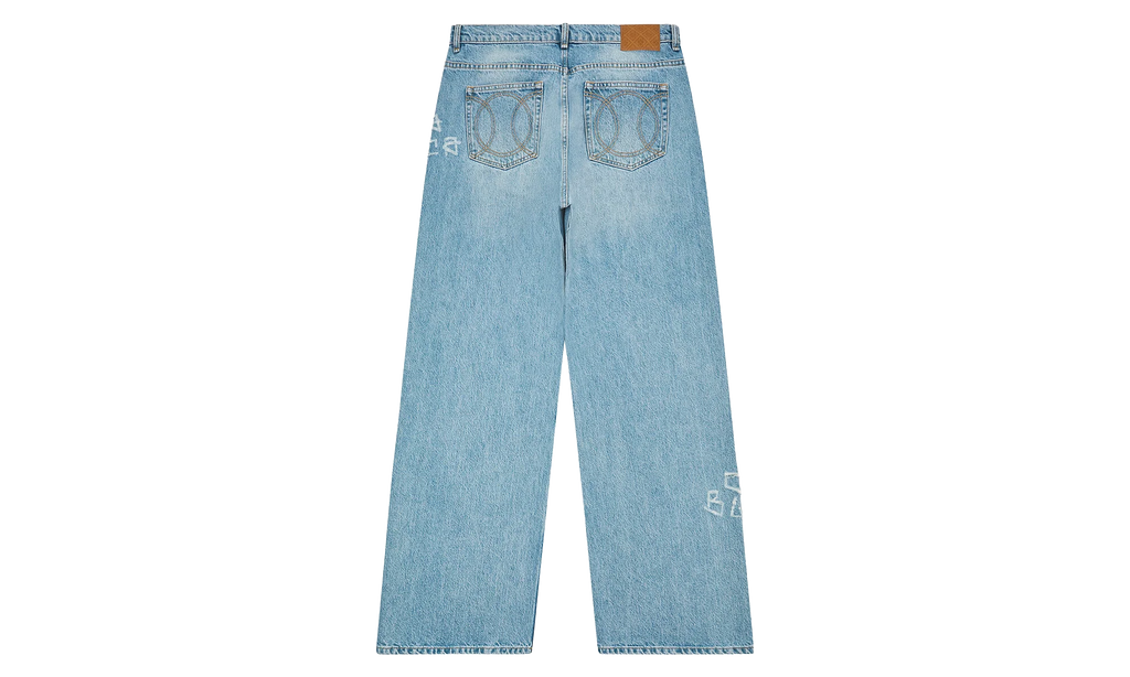 Graffiti Distressed Denim Jeans "Blue" MS25 TR 274 01