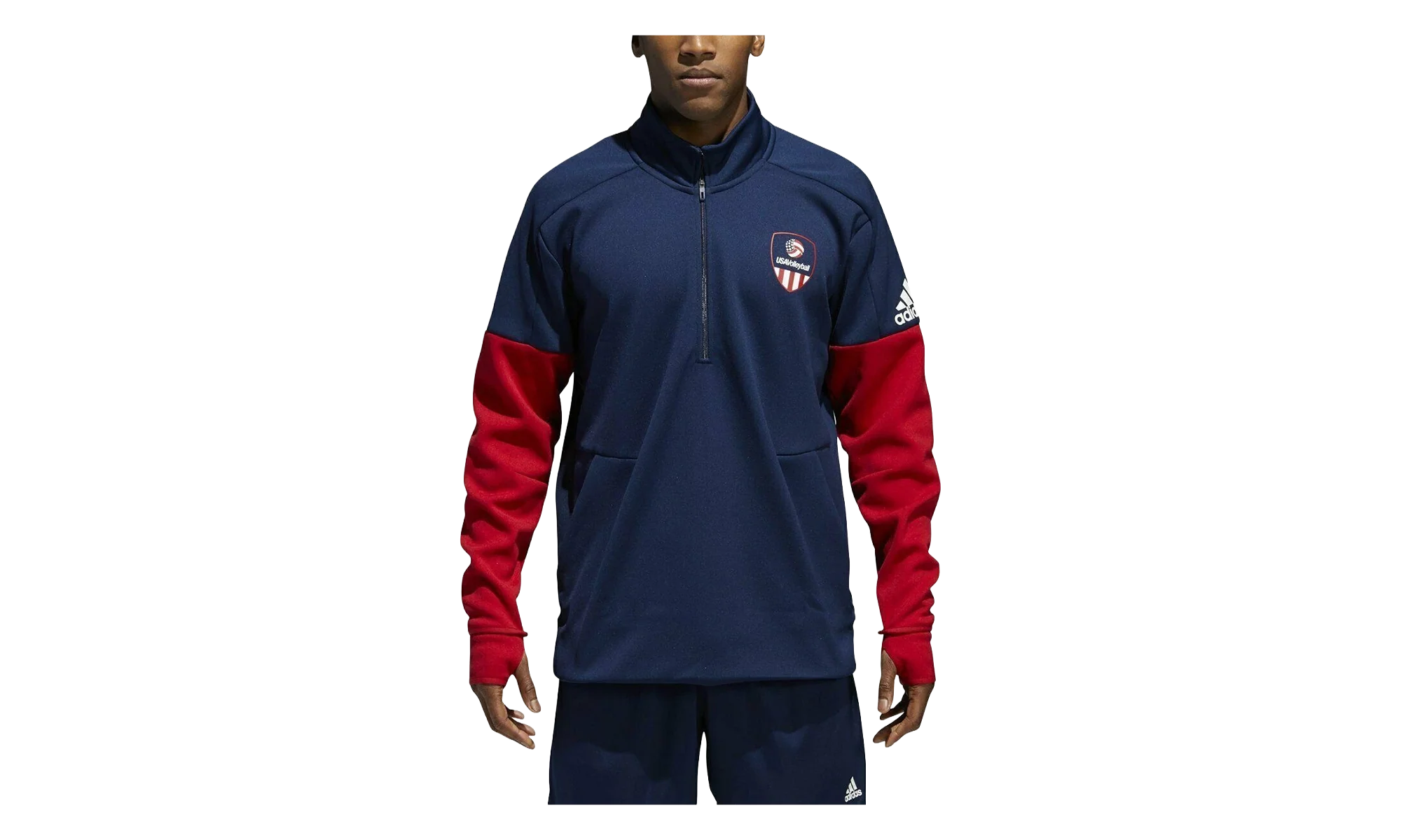 USA Volleyball Jacket 1/4 Zip Jacket "Collegiate Navy / Power Red" CF1418