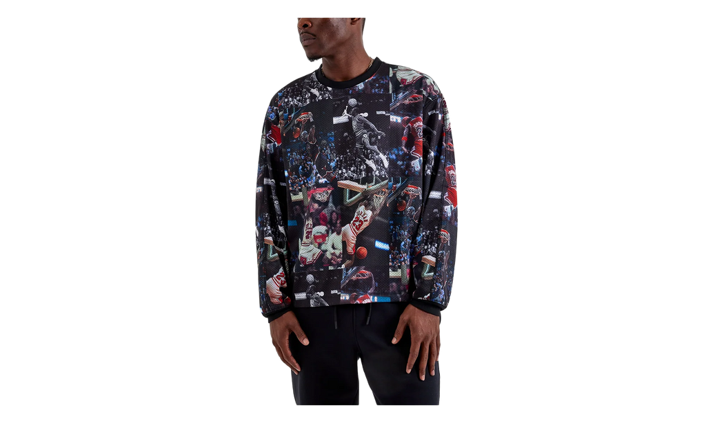 Jordan All Over Print Crewneck Shirt "Black / White" IF1831 010