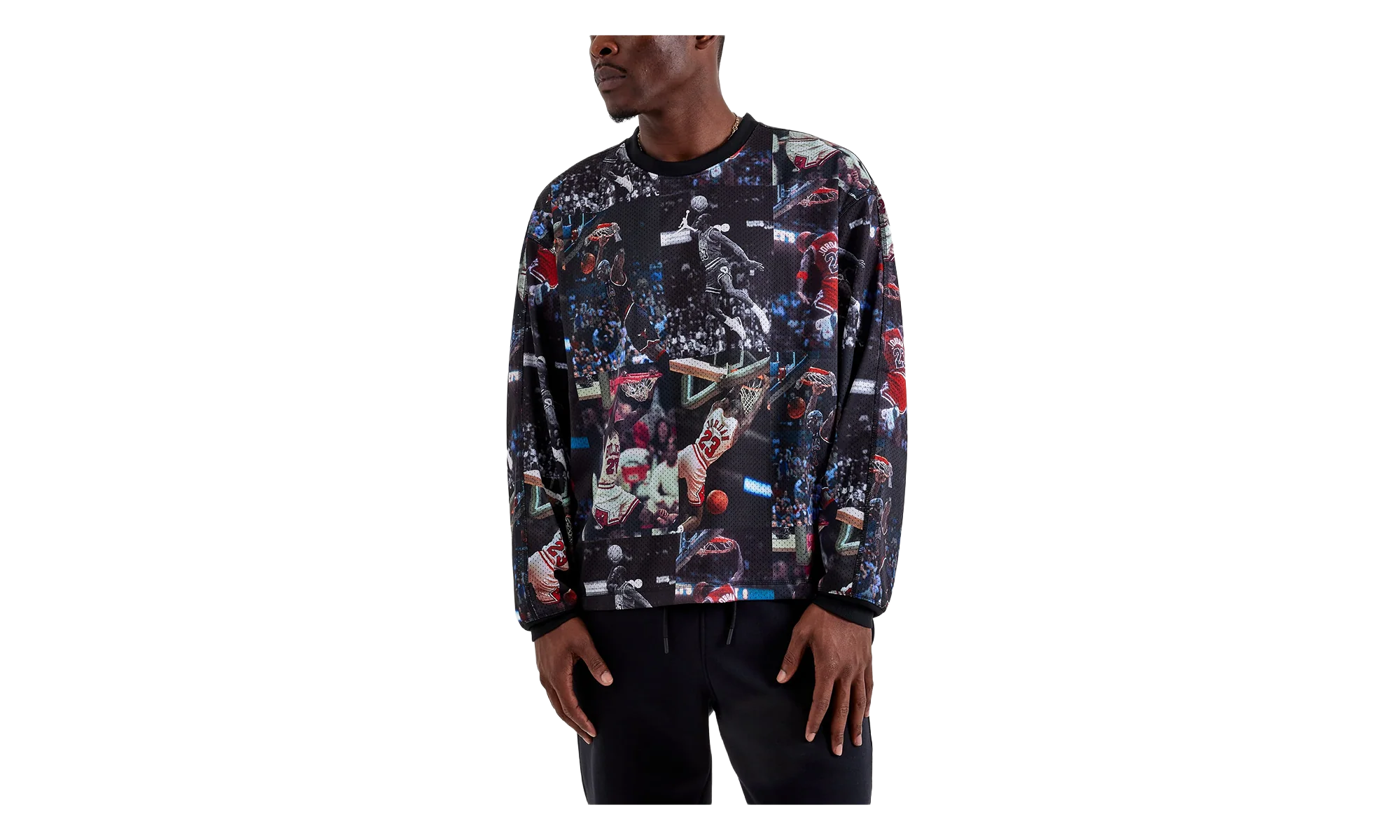 Jordan All Over Print Crewneck Shirt "Black / White" IF1831 010