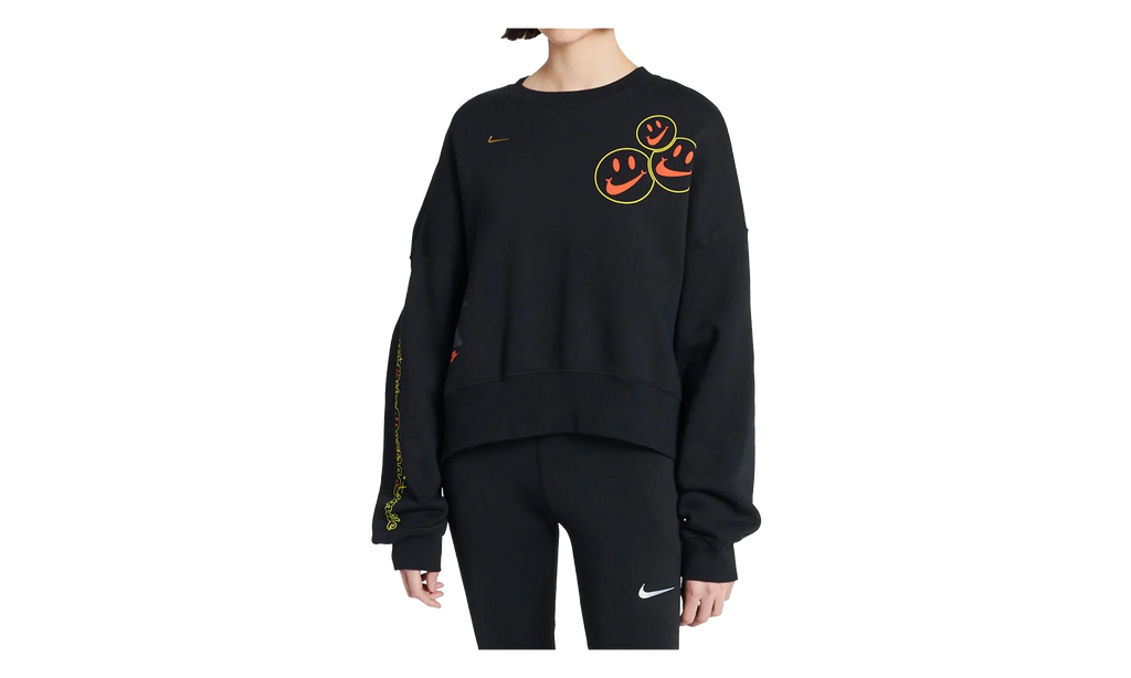 Sportswear Smiley Fleece Sweatshirt WMNS "Black" DQ3543 010