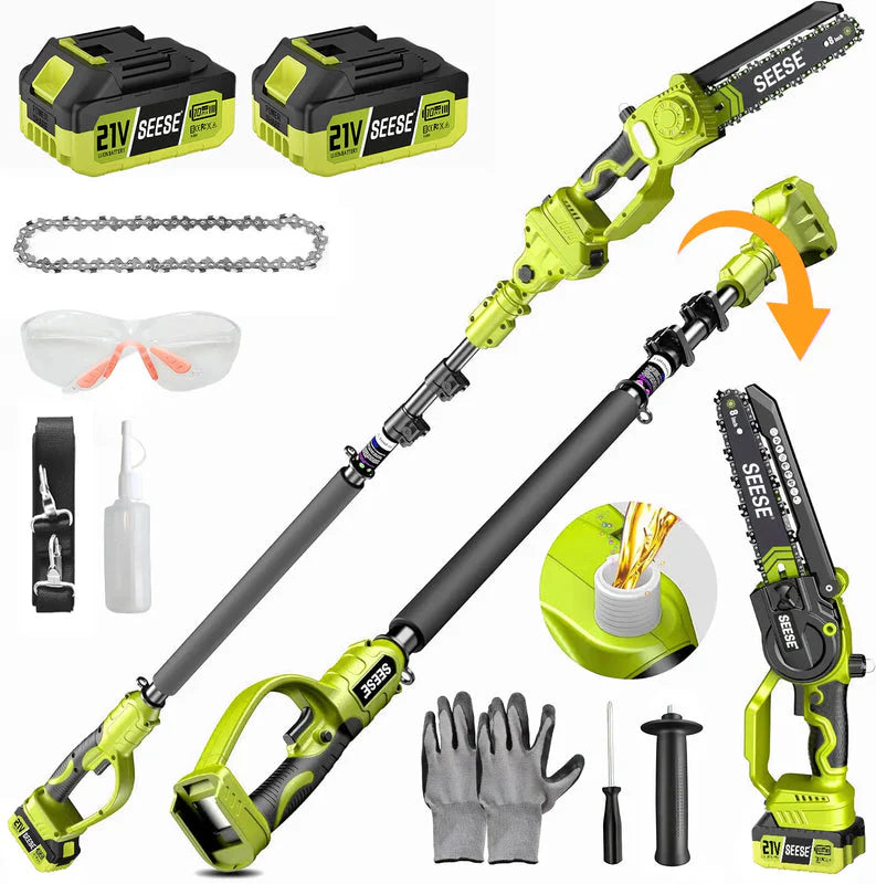 2-in-1 Cordless Pole Pruner & Mini Chainsaw – 15ft Reach