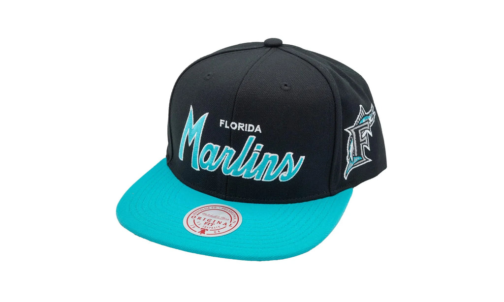 MLB Cooperstown Evergreen Script Snapback Cap "Miami Marlins - Black" HHSS7340 FMAYYPPPBLCK