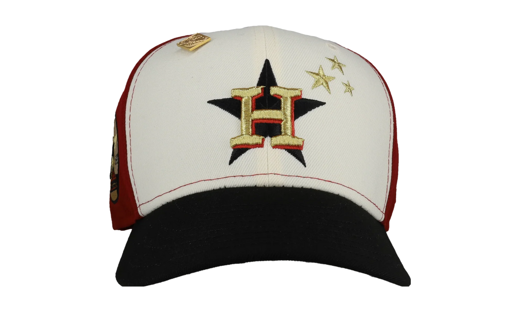 59FIFTY Houston Astros 35 Great Years Pinwheel Fitted Hat "Red / Chrome" NE125