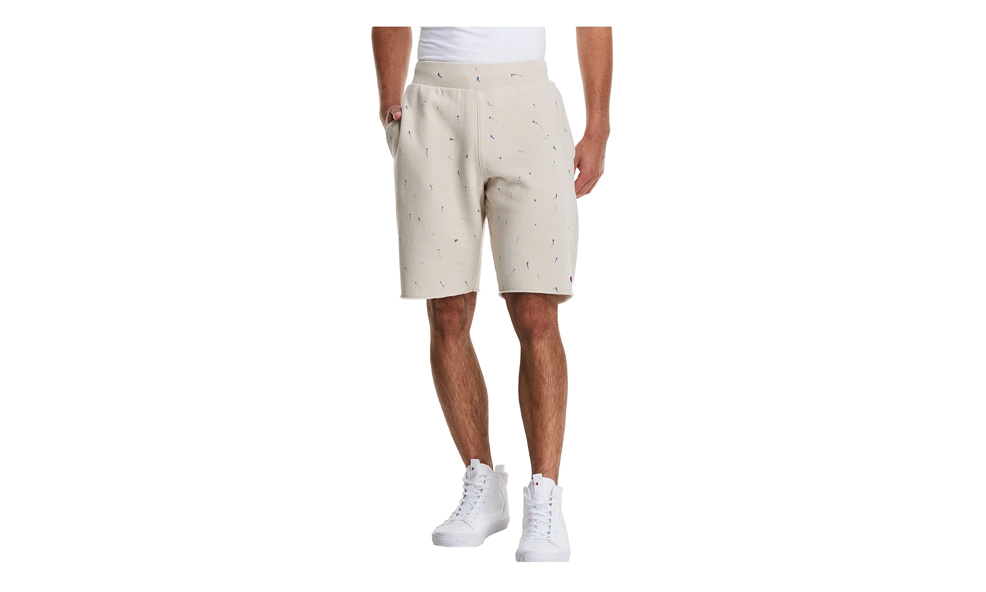 C-Life Reverse Weave Paint Splatter Shorts "Pebblestone" 825977 AZXC