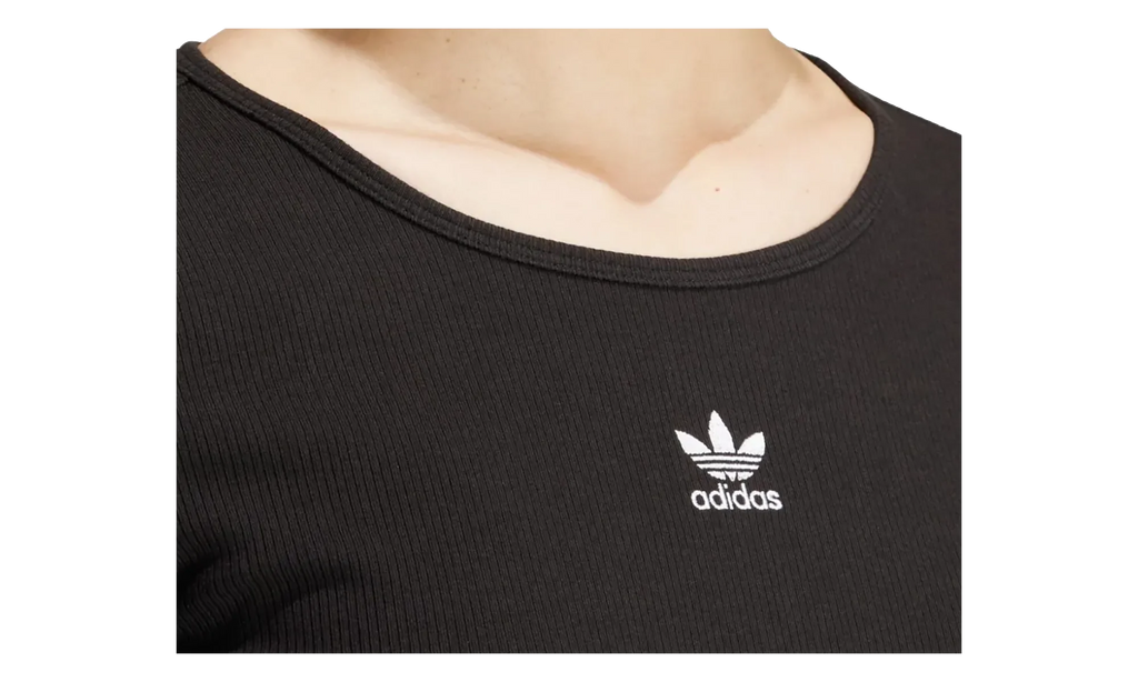 Essentials Ribbed Crop Long Sleeve Tee WMNS "Black" IW5725