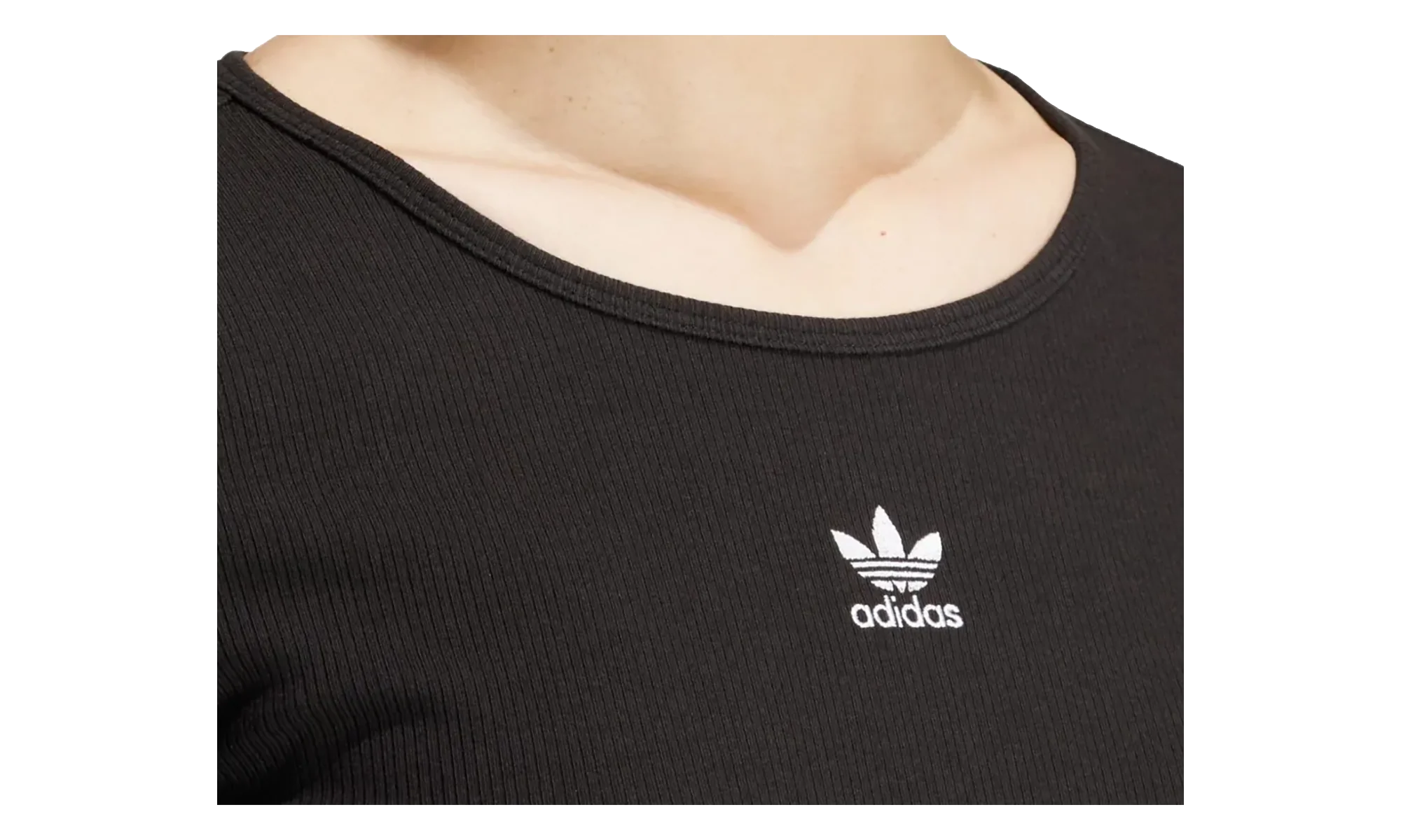 Essentials Ribbed Crop Long Sleeve Tee WMNS "Black" IW5725