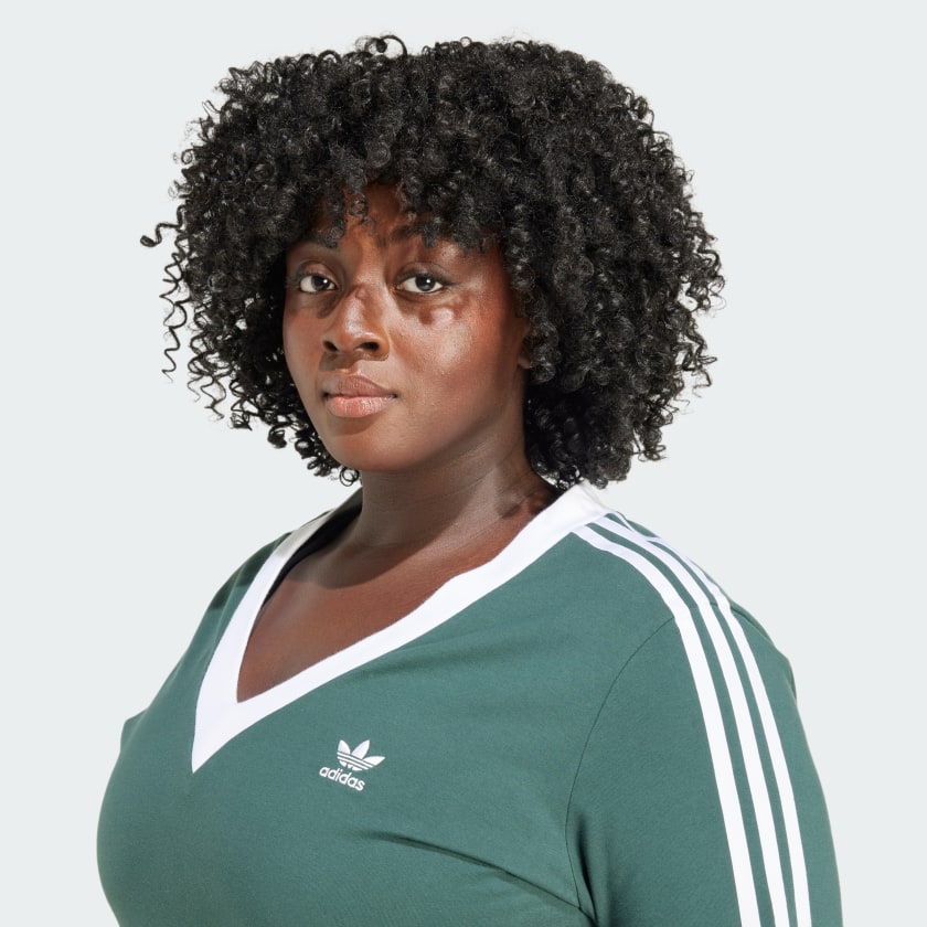 Women's adidas Adicolor Classics 3-Stripes V-Neck Maxi Dress (Plus Size)