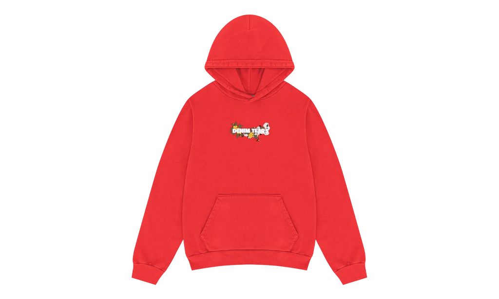 Embroidered Floral Logo Hoodie "Red" DT315