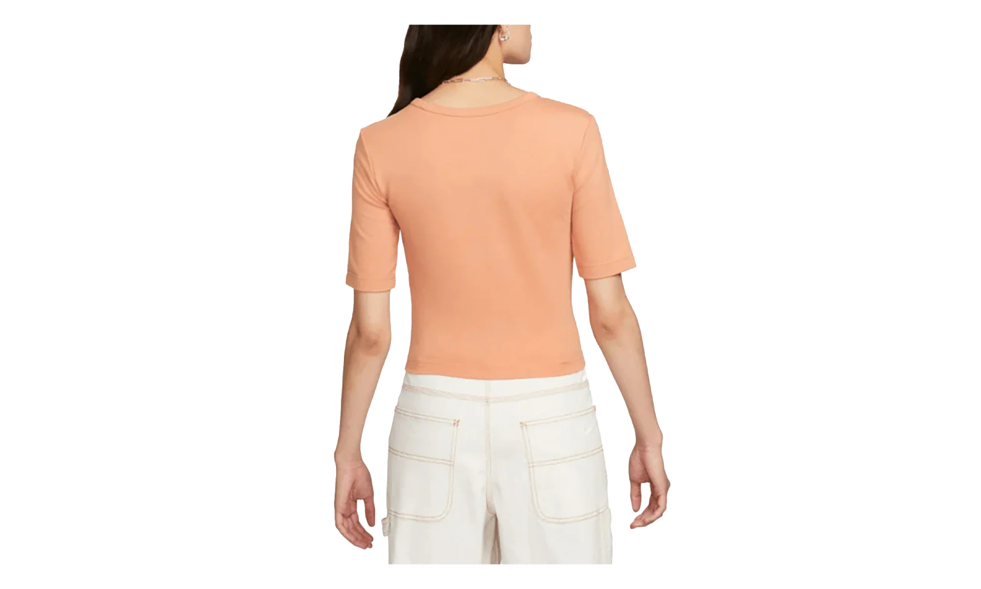 NSW Essential Cut-out Swoosh Logo Tee WMNS "Amber Brown / Sail" FB8282 225