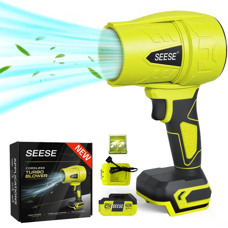 Cordless Turbo Jet Blower, High-Power Air Duster & Leaf Blower, Pure Copper Motor
