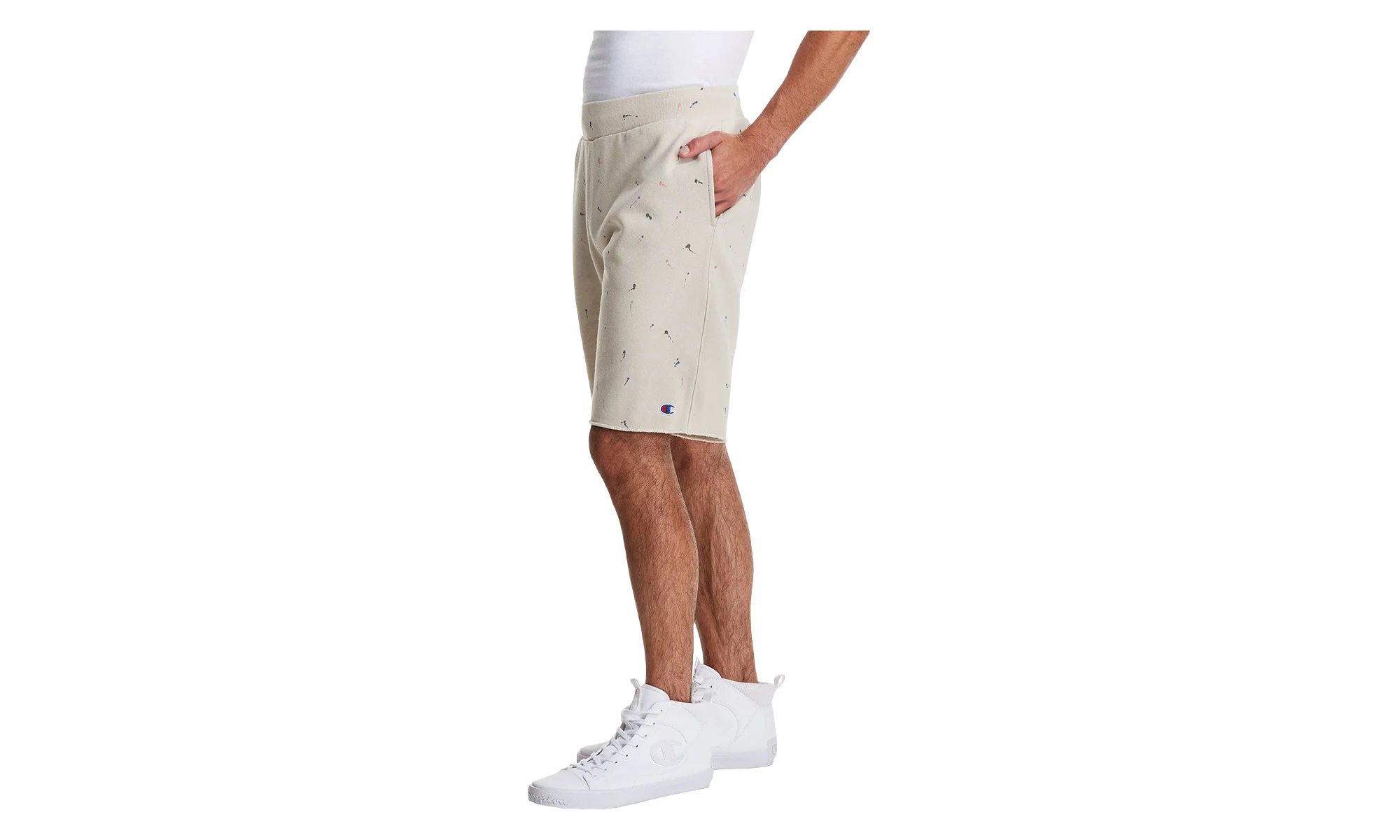 C-Life Reverse Weave Paint Splatter Shorts "Pebblestone" 825977 AZXC