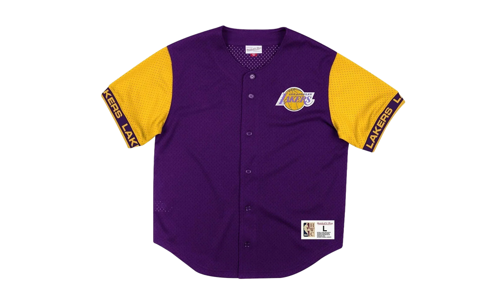 NBA Pure Shooter Mesh Button Front Shirt "Los Angeles Lakers - Purple" MSBFAJ19017 LALPURP