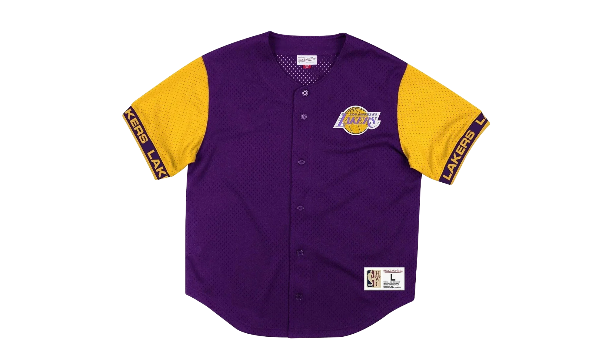 NBA Pure Shooter Mesh Button Front Shirt "Los Angeles Lakers - Purple" MSBFAJ19017 LALPURP