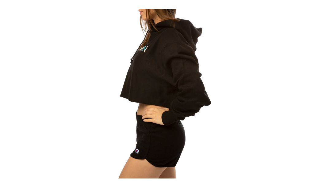 C-Life Reverse Weave Cropped Hoodie WMNS "Black" WL659 586389 003