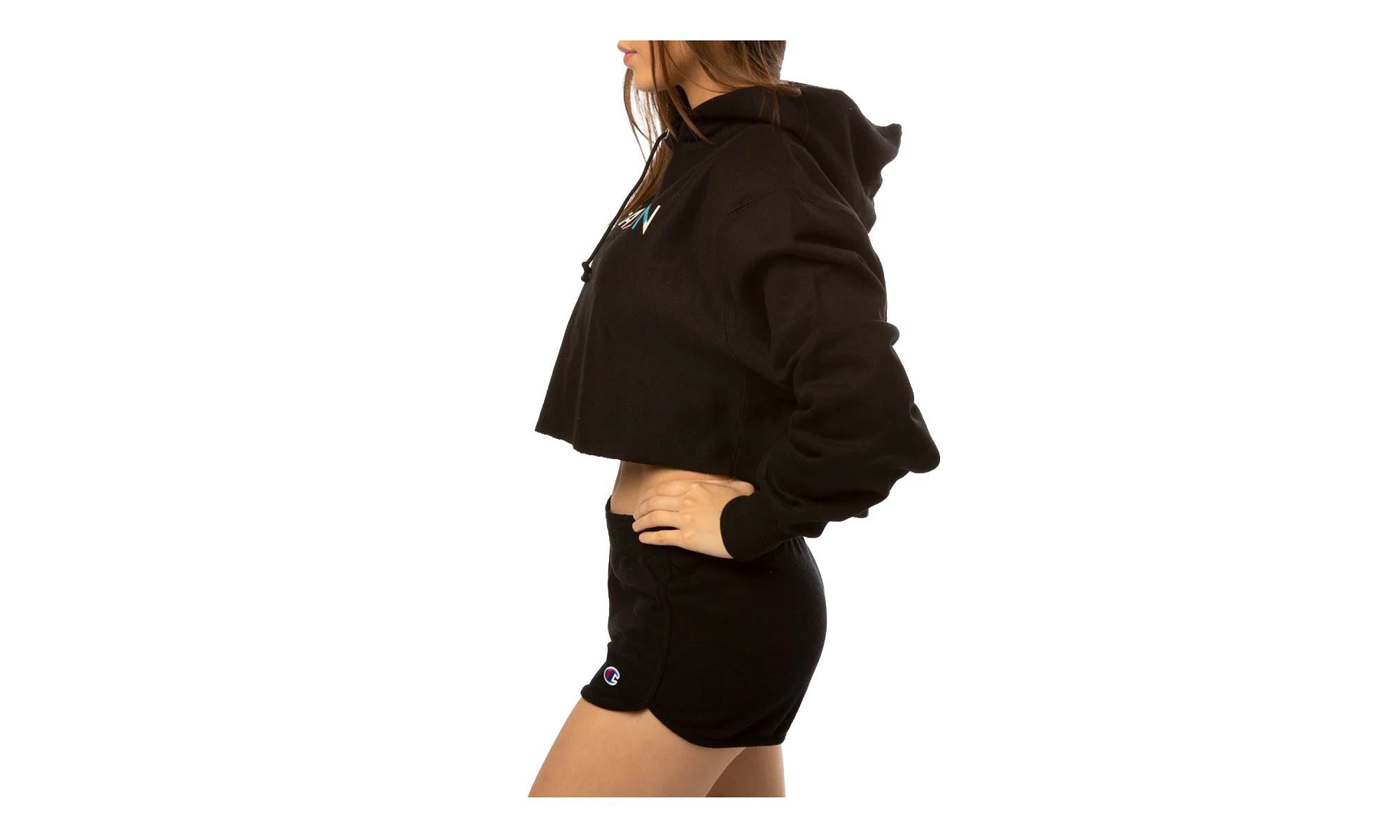 C-Life Reverse Weave Cropped Hoodie WMNS "Black" WL659 586389 003