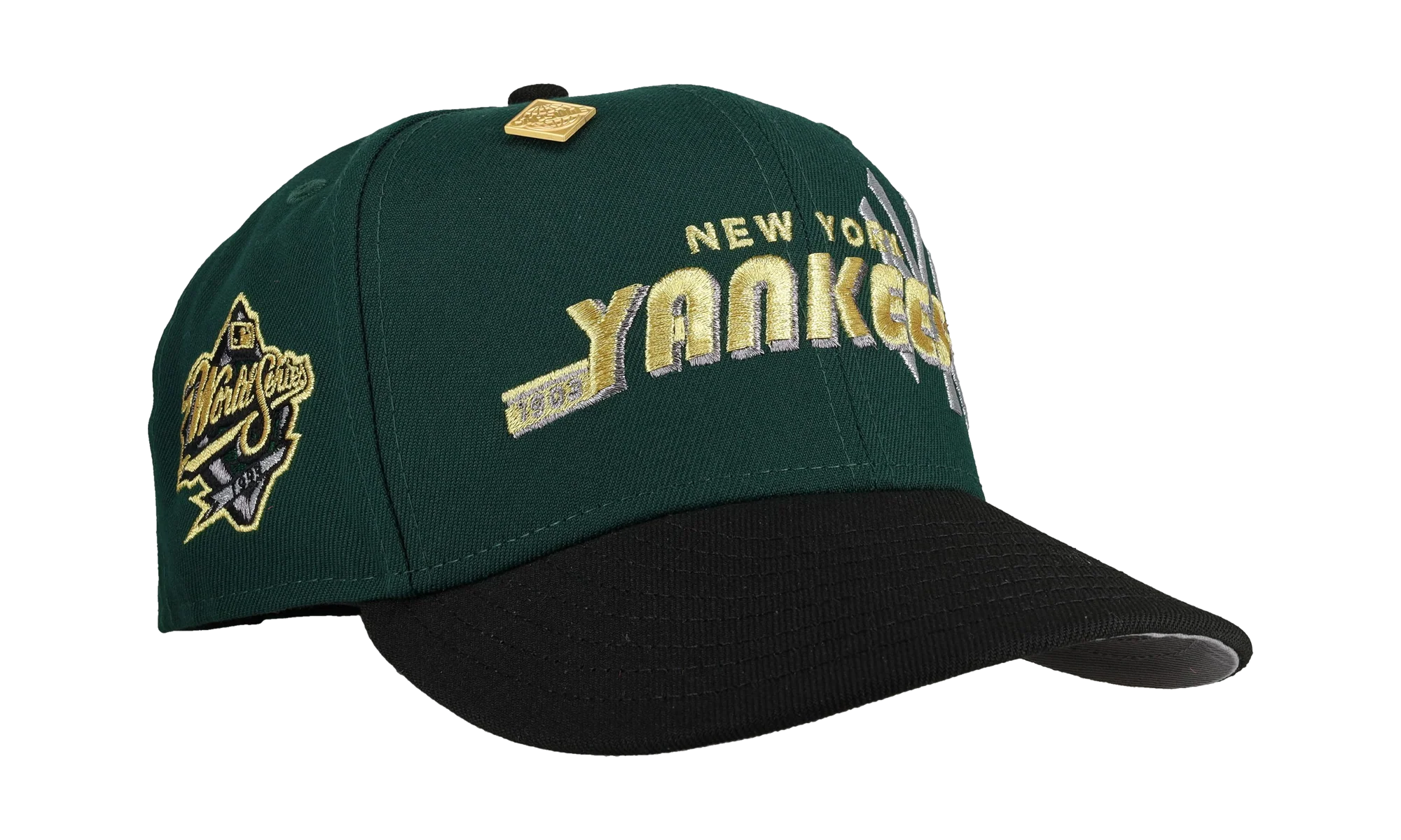 59FIFTY New York Yankees 1999 World Series Script Fitted Hat "Green / Gold" NE251