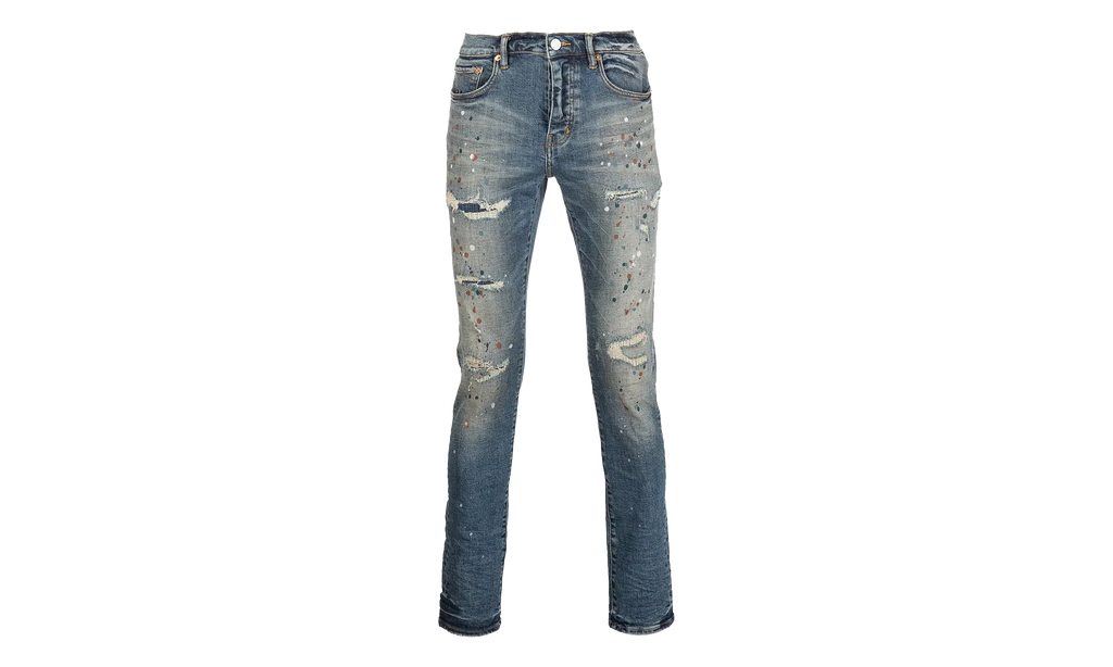 P001 Slim-Fit Jeans "Indigo Paint Repair" P001 IPR