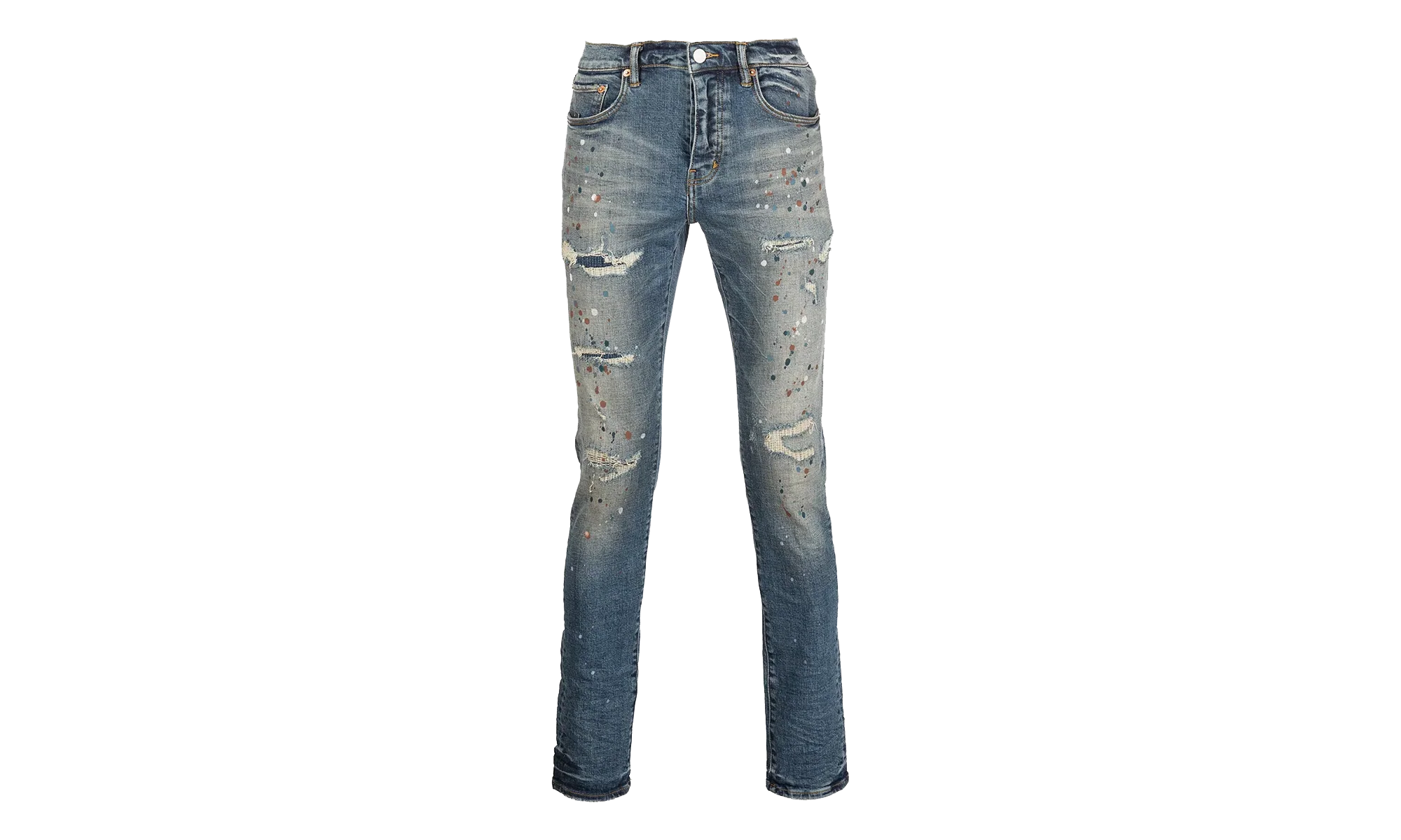 P001 Slim-Fit Jeans "Indigo Paint Repair" P001 IPR